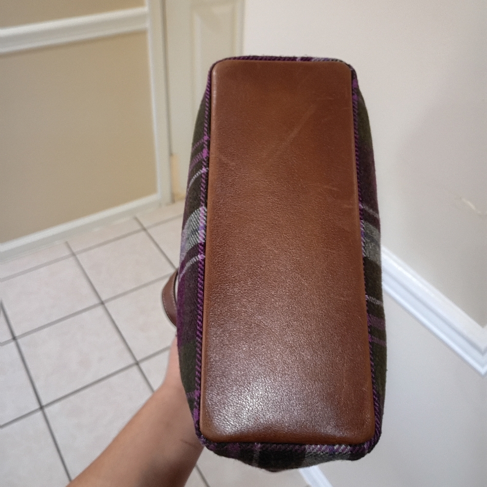 Coach Wool Plaid Purple Tote - Picture 16 of 16